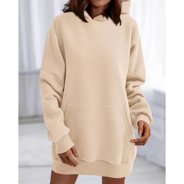 imageBTFBM Women Oversized Hoodies Pullover Fleece Hooded Sweatshirt Casual Long Sleeve Tops Sweater Fall Winter Fashion 2023Solid Beige