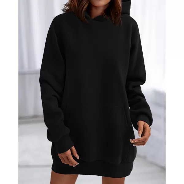 imageBTFBM Women Oversized Hoodies Pullover Fleece Hooded Sweatshirt Casual Long Sleeve Tops Sweater Fall Winter Fashion 2023Solid Black