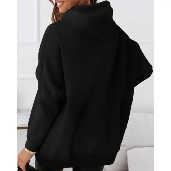 imageBTFBM Women Oversized Hoodies Pullover Fleece Hooded Sweatshirt Casual Long Sleeve Tops Sweater Fall Winter Fashion 2023Solid Black