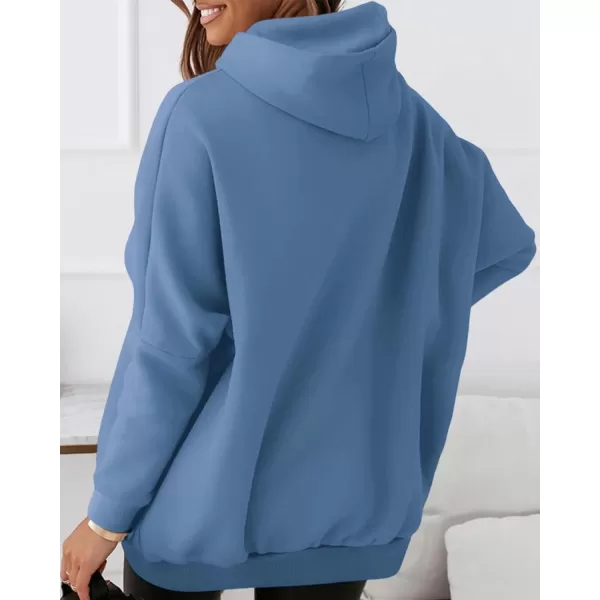 imageBTFBM Women Oversized Hoodies Pullover Fleece Hooded Sweatshirt Casual Long Sleeve Tops Sweater Fall Winter Fashion 2023Solid Blue
