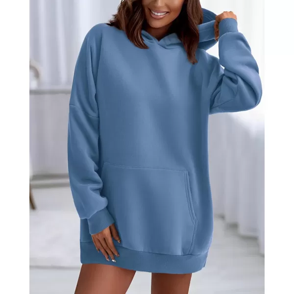 imageBTFBM Women Oversized Hoodies Pullover Fleece Hooded Sweatshirt Casual Long Sleeve Tops Sweater Fall Winter Fashion 2023Solid Blue