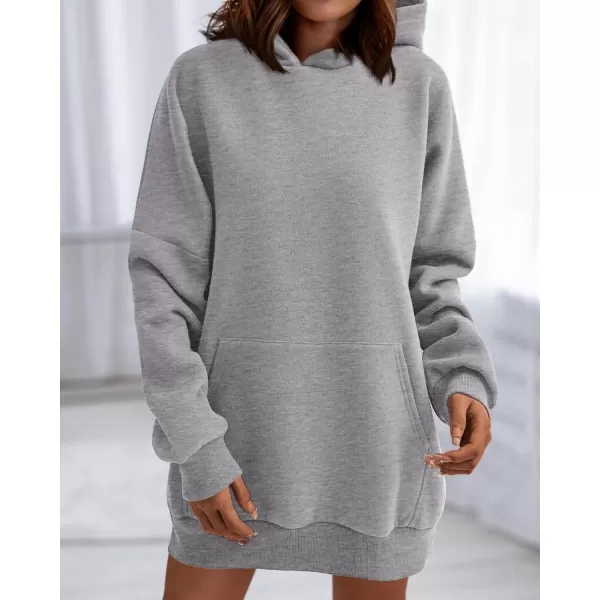 imageBTFBM Women Oversized Hoodies Pullover Fleece Hooded Sweatshirt Casual Long Sleeve Tops Sweater Fall Winter Fashion 2023Solid Grey