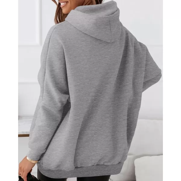 imageBTFBM Women Oversized Hoodies Pullover Fleece Hooded Sweatshirt Casual Long Sleeve Tops Sweater Fall Winter Fashion 2023Solid Grey