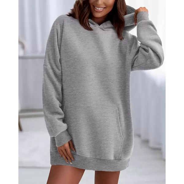 imageBTFBM Women Oversized Hoodies Pullover Fleece Hooded Sweatshirt Casual Long Sleeve Tops Sweater Fall Winter Fashion 2023Solid Grey