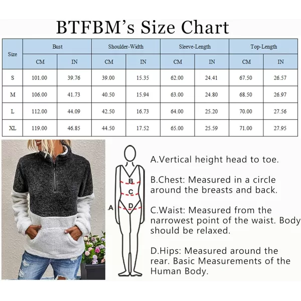 imageBTFBM Women Sherpa Pullover Quarter Zip Long Sleeve Fluffy Soft Fleece Jackets Sweaters Sweatshirts Hoodies Outwear CoatBlack