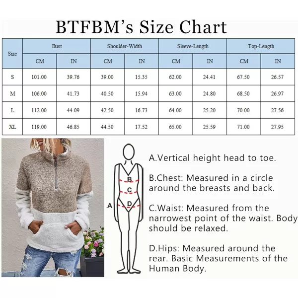 imageBTFBM Women Sherpa Pullover Quarter Zip Long Sleeve Fluffy Soft Fleece Jackets Sweaters Sweatshirts Hoodies Outwear CoatKhaki 2