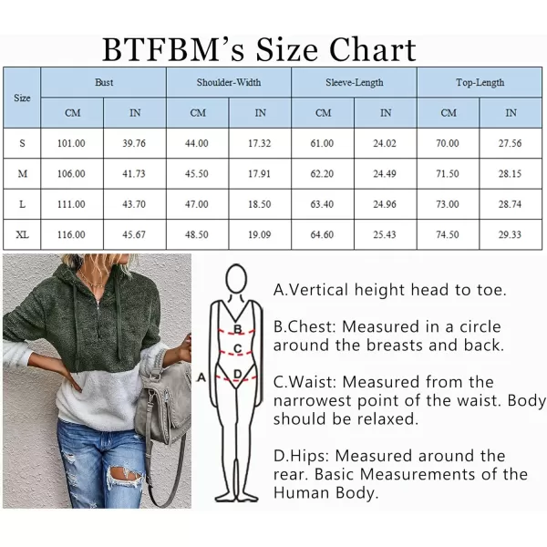 imageBTFBM Women Sherpa Pullover Quarter Zip Long Sleeve Fluffy Soft Fleece Jackets Sweaters Sweatshirts Hoodies Outwear CoatQarmy Green