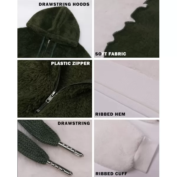 imageBTFBM Women Sherpa Pullover Quarter Zip Long Sleeve Fluffy Soft Fleece Jackets Sweaters Sweatshirts Hoodies Outwear CoatQarmy Green