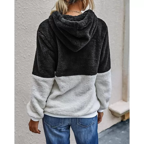 imageBTFBM Women Sherpa Pullover Quarter Zip Long Sleeve Fluffy Soft Fleece Jackets Sweaters Sweatshirts Hoodies Outwear CoatQblack