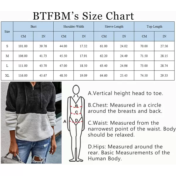 imageBTFBM Women Sherpa Pullover Quarter Zip Long Sleeve Fluffy Soft Fleece Jackets Sweaters Sweatshirts Hoodies Outwear CoatQblack