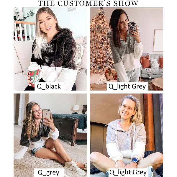 imageBTFBM Women Sherpa Pullover Quarter Zip Long Sleeve Fluffy Soft Fleece Jackets Sweaters Sweatshirts Hoodies Outwear CoatQgrey