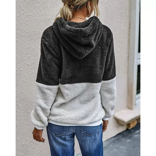 imageBTFBM Women Sherpa Pullover Quarter Zip Long Sleeve Fluffy Soft Fleece Jackets Sweaters Sweatshirts Hoodies Outwear CoatQgrey