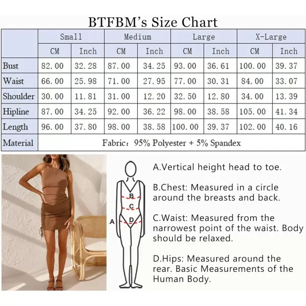 imageBTFBM Women Sleeveless Bodycon Ruched Short Dress Side Drawstring Solid Crew Neck Casual Summer Tank Shirt Mini DressesBrown