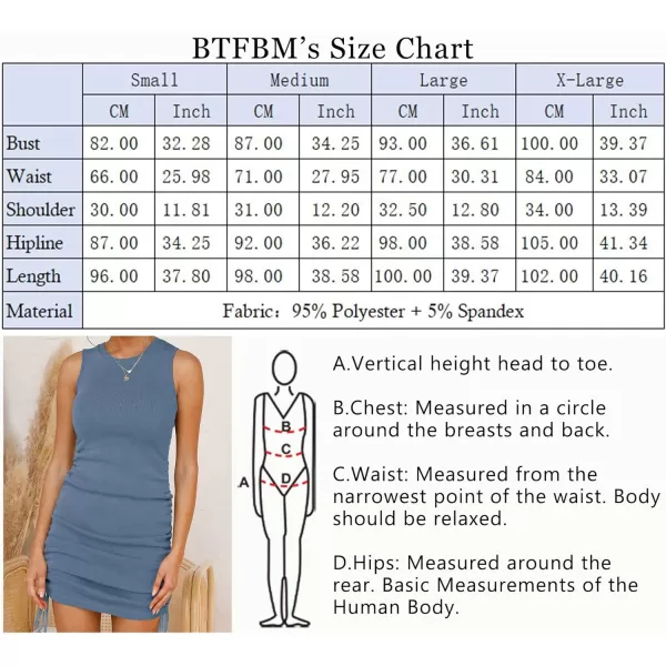 imageBTFBM Women Sleeveless Bodycon Ruched Short Dress Side Drawstring Solid Crew Neck Casual Summer Tank Shirt Mini DressesGrey Blue