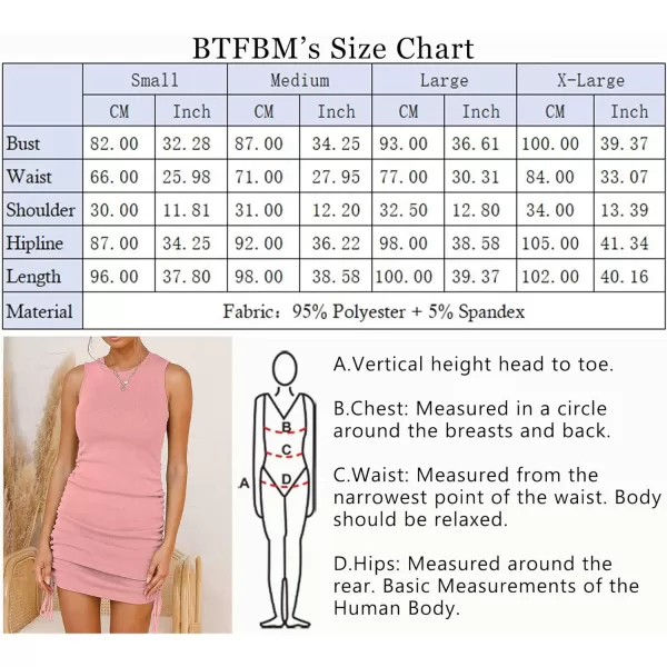 imageBTFBM Women Sleeveless Bodycon Ruched Short Dress Side Drawstring Solid Crew Neck Casual Summer Tank Shirt Mini DressesPink