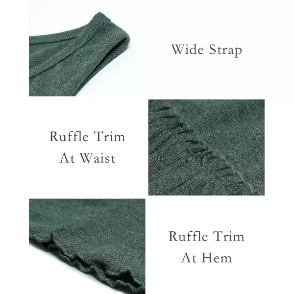 imageBTFBM Women Sleeveless Summer Dress 2023 Crewneck Ribbed Knit Ruffle Swing Button Down Beach Sun Mini Tank Short DressesArmy Green