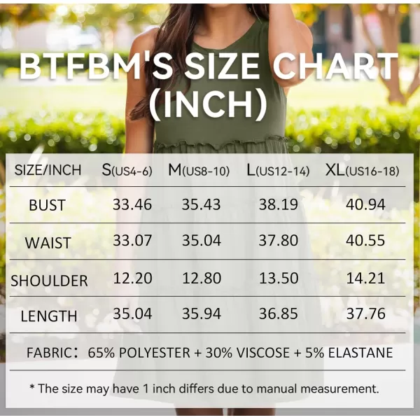 imageBTFBM Women Sleeveless Summer Dress 2023 Crewneck Ribbed Knit Ruffle Swing Button Down Beach Sun Mini Tank Short DressesTiered Army Green