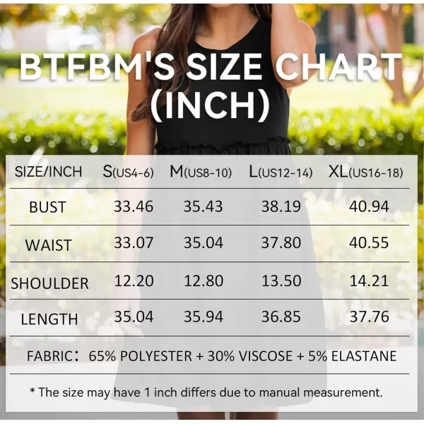 imageBTFBM Women Sleeveless Summer Dress 2023 Crewneck Ribbed Knit Ruffle Swing Button Down Beach Sun Mini Tank Short DressesTiered Black