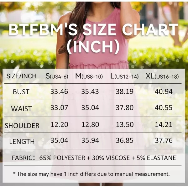 imageBTFBM Women Sleeveless Summer Dress 2023 Crewneck Ribbed Knit Ruffle Swing Button Down Beach Sun Mini Tank Short DressesTiered Coral Pink