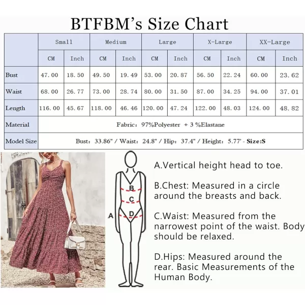 imageBTFBM Women Sleeveless V Neck Summer Maxi Dresses 2023 Print Backless Strap Tie Back Beach Party Pleated Long Boho DressFloral Wine Red