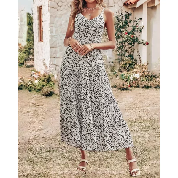 imageBTFBM Women Sleeveless V Neck Summer Maxi Dresses 2023 Print Backless Strap Tie Back Beach Party Pleated Long Boho DressPrint Grey Black