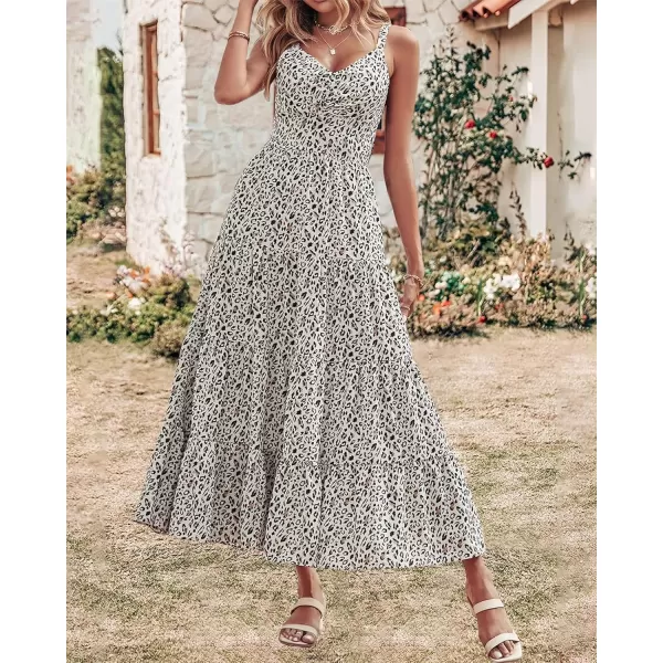 imageBTFBM Women Sleeveless V Neck Summer Maxi Dresses 2023 Print Backless Strap Tie Back Beach Party Pleated Long Boho DressPrint Grey Black