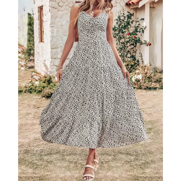 imageBTFBM Women Sleeveless V Neck Summer Maxi Dresses 2023 Print Backless Strap Tie Back Beach Party Pleated Long Boho DressPrint Grey Black