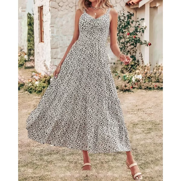 imageBTFBM Women Sleeveless V Neck Summer Maxi Dresses 2023 Print Backless Strap Tie Back Beach Party Pleated Long Boho DressPrint Grey Black