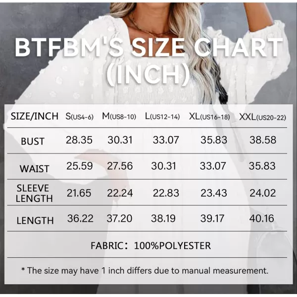 imageBTFBM Women Square Neck Smocked Summer Fall Dresses 2023 Long Sleeve Floral Swiss Dot Ruffle Party Mini Babydoll DressSwiss Dot White