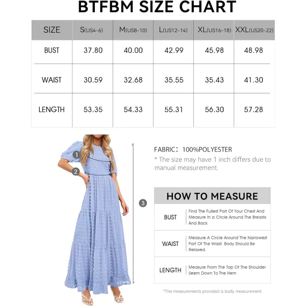 imageBTFBM Women Summer Boho Maxi Dress Casual Short Sleeve Swiss Dot A Line Ruffle Tiered Flowy Long Dresses with PocketSwiss Dot Light Blue