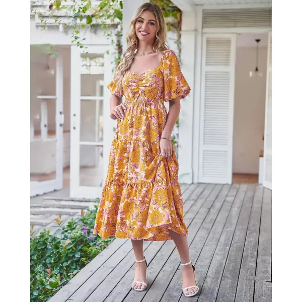 imageBTFBM Women Summer Dresses 2023 Casual Flowy Beach Square Neck Puff Short Sleeve Smocked Back Boho Floral Long Maxi DressBTFBM Women Summer Dresses 2023 Casual Flowy Beach Square Neck Puff Short Sleeve Smocked Back Boho Floral Long Maxi Dress