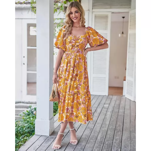 imageBTFBM Women Summer Dresses 2023 Casual Flowy Beach Square Neck Puff Short Sleeve Smocked Back Boho Floral Long Maxi DressBTFBM Women Summer Dresses 2023 Casual Flowy Beach Square Neck Puff Short Sleeve Smocked Back Boho Floral Long Maxi Dress