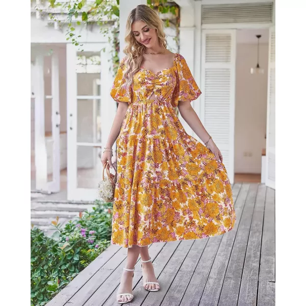 imageBTFBM Women Summer Dresses 2023 Casual Flowy Beach Square Neck Puff Short Sleeve Smocked Back Boho Floral Long Maxi DressBTFBM Women Summer Dresses 2023 Casual Flowy Beach Square Neck Puff Short Sleeve Smocked Back Boho Floral Long Maxi Dress