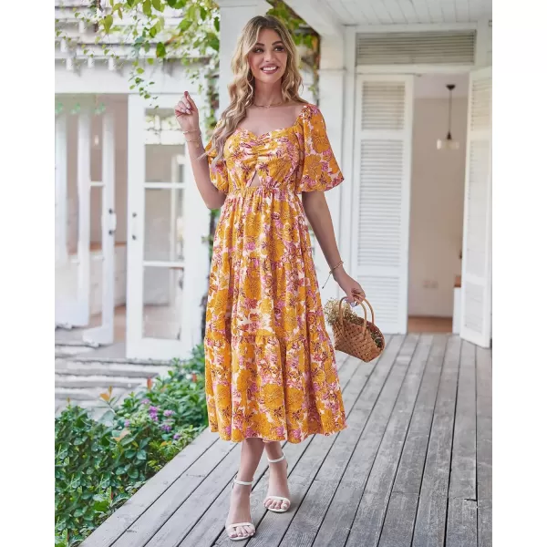 imageBTFBM Women Summer Dresses 2023 Casual Flowy Beach Square Neck Puff Short Sleeve Smocked Back Boho Floral Long Maxi DressBTFBM Women Summer Dresses 2023 Casual Flowy Beach Square Neck Puff Short Sleeve Smocked Back Boho Floral Long Maxi Dress