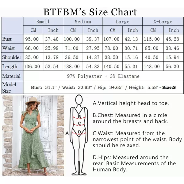 imageBTFBM Women Summer Dresses 2023 Ruffle Cap Sleeve V Neck Belt Wrap Split Boho Floral Long Casual Party Beach Maxi DressFloral Green