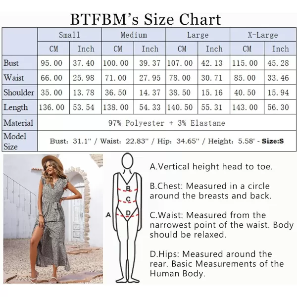 imageBTFBM Women Summer Dresses 2023 Ruffle Cap Sleeve V Neck Belt Wrap Split Boho Floral Long Casual Party Beach Maxi DressFloral White
