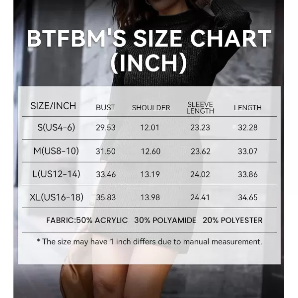 imageBTFBM Women Sweater Bodycon Short Dress Long Sleeve Crew Neck Slim Fit Solid Dressy Fall Winter Mini Ribbed Knit DressesSolid Black