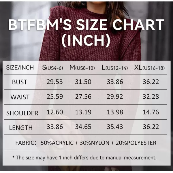 imageBTFBM Women Sweater Bodycon Short Dress Long Sleeve Crew Neck Slim Fit Solid Dressy Fall Winter Mini Ribbed Knit DressesSolid Wine Red