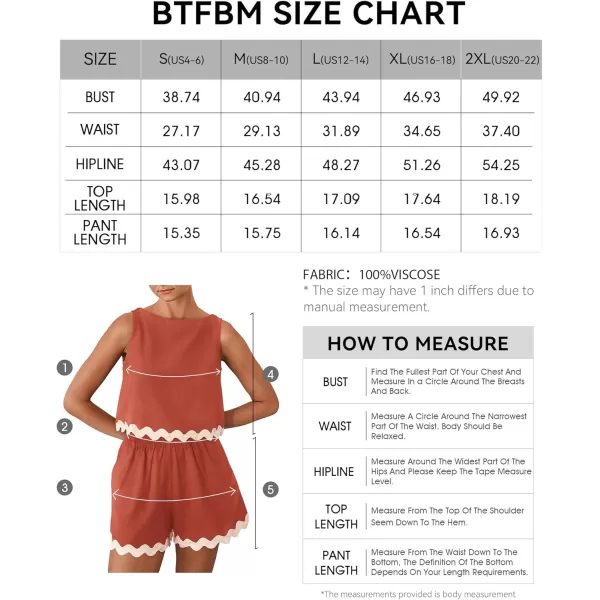 imageBTFBM Women Two Piece Summer Set Ric Rac Trim Tank Crop Top Pocketed Shorts Beach Vacation 2 Piece Lounge Matching SetsSolid Brick Red