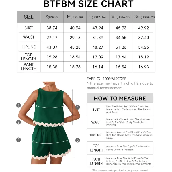imageBTFBM Women Two Piece Summer Set Ric Rac Trim Tank Crop Top Pocketed Shorts Beach Vacation 2 Piece Lounge Matching SetsSolid Dark Green