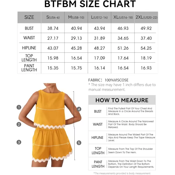 imageBTFBM Women Two Piece Summer Set Ric Rac Trim Tank Crop Top Pocketed Shorts Beach Vacation 2 Piece Lounge Matching SetsSolid Yellow