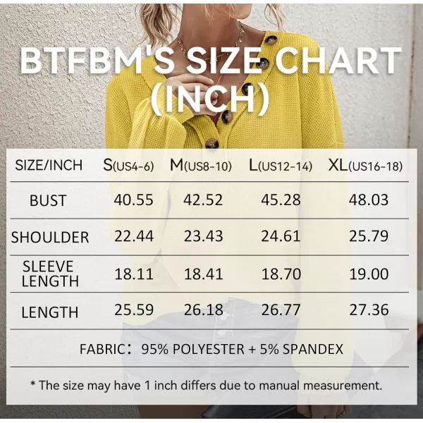 imageBTFBM Women Waffle Knit Shirts VNeck Long Sleeve Casual Slouchy Loose Blouses Plain Faux Button Lightweight PulloverMustard Yellow