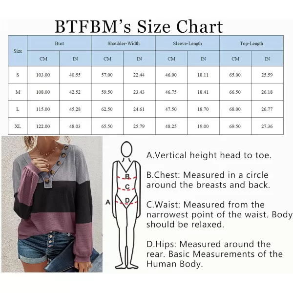 imageBTFBM Women Waffle Knit Shirts VNeck Long Sleeve Casual Slouchy Loose Blouses Plain Faux Button Lightweight PulloverStripe Black