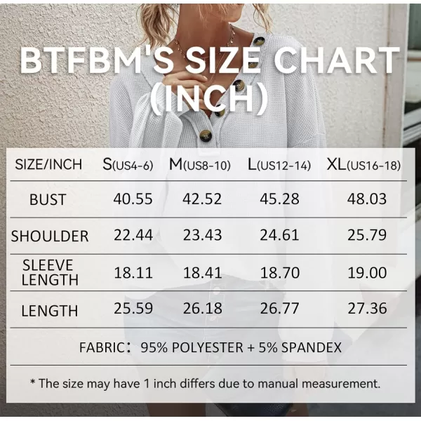 imageBTFBM Women Waffle Knit Shirts VNeck Long Sleeve Casual Slouchy Loose Blouses Plain Faux Button Lightweight PulloverWhite