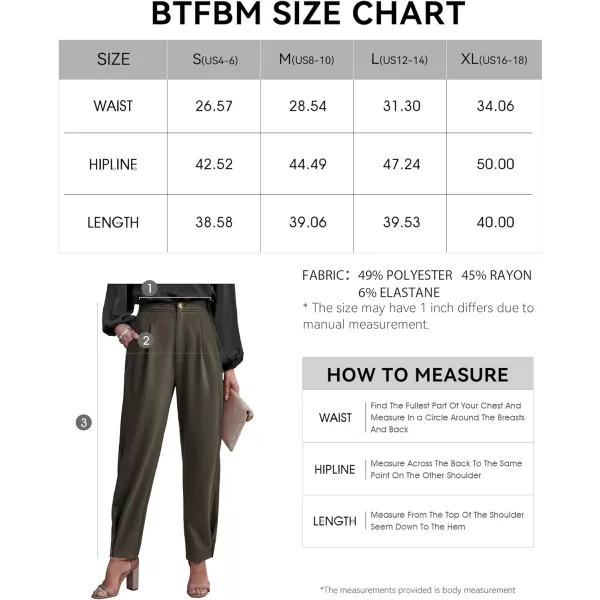 imageBTFBM Womens 2023 Casual Button Down Pants Elastic High Waist Business Work Trousers Long Straight Slacks with PocketsSolid Army Green