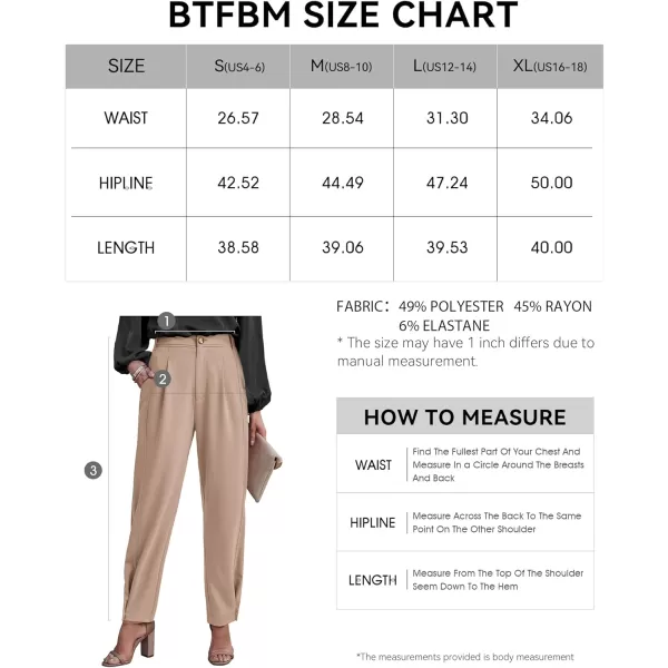 imageBTFBM Womens 2023 Casual Button Down Pants Elastic High Waist Business Work Trousers Long Straight Slacks with PocketsSolid Beige