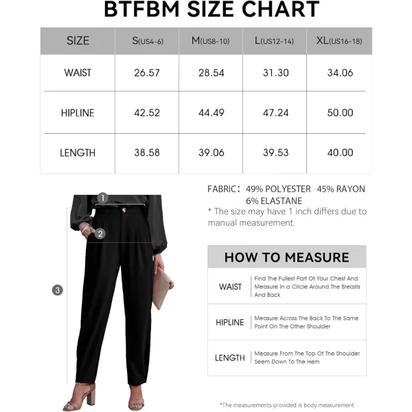 imageBTFBM Womens 2023 Casual Button Down Pants Elastic High Waist Business Work Trousers Long Straight Slacks with PocketsSolid Black