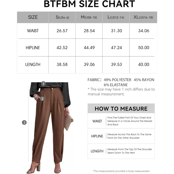 imageBTFBM Womens 2023 Casual Button Down Pants Elastic High Waist Business Work Trousers Long Straight Slacks with PocketsSolid Brown