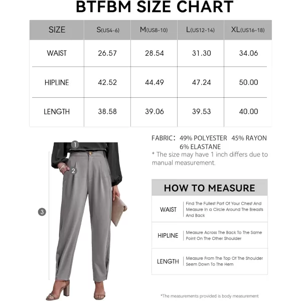 imageBTFBM Womens 2023 Casual Button Down Pants Elastic High Waist Business Work Trousers Long Straight Slacks with PocketsSolid Grey