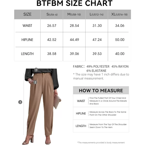 imageBTFBM Womens 2023 Casual Button Down Pants Elastic High Waist Business Work Trousers Long Straight Slacks with PocketsSolid Khaki